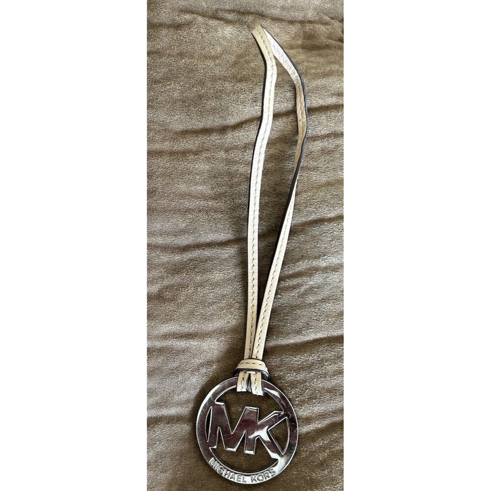 7" MICHAEL KORS Silver Bag Charm Leather Strap